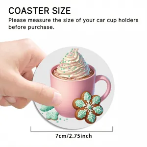 Cute pink coffee cup car coaster 7cm absorbent ceramic cup holder mat for auto interior