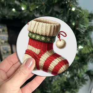 Appendino per albero di natale calza lavorata a maglia sottobicchiere per auto tappetino
