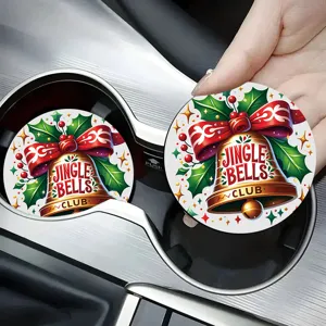 Sous-verre de voiture de Noël absorbant en céramique porte-tasse design cloche de fête