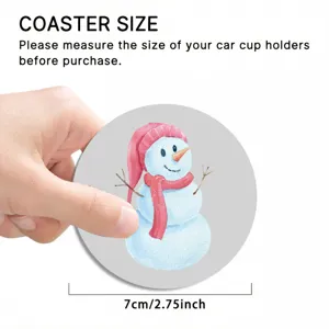 Cute Christmas snowman car coaster, 7cm absorbent ceramic cup holder mat for auto interior.
