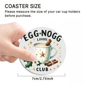 Joli sous-verre de voiture rond et absorbant pour porte-gobelet avec motif eggnog club 7cm