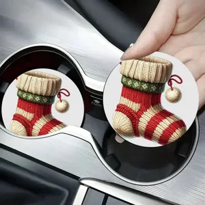 Sottobicchiere per Auto in Silicone Natalizio Tondo Con Stampa Schiaccianoci Renna Tappetino per Caffè Antiscivolo Decorazione Interni Natale