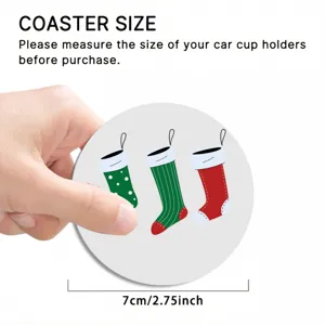 Joli sous-verre porte-gobelet de voiture chaussette de Noël antidérapant accessoire 7cm.