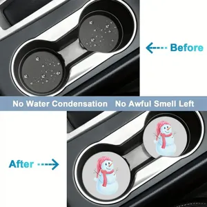 Christmas car coaster absorbent ceramic cup mat for vehicle interior accessories