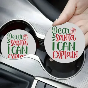 Car cup holder coasters silicone non-slip cute Christmas holiday auto interior decor accessories