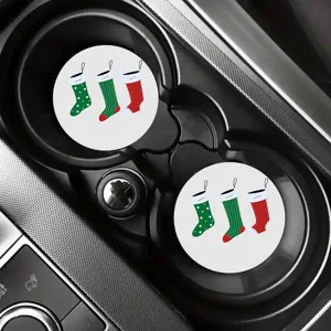 Sous-verres de voiture chaussette de Noel tapis en caoutchouc antidérapants interieur