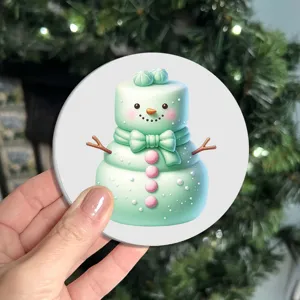 Christmas snowman ceramic coaster heat insulation cup pad for table office home decor gift.