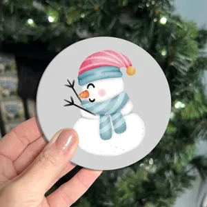 Detail view of the Christmas cute snowman silicone coaster, highlighting fine printing and texture.