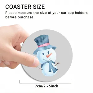 Christmas snowman car cup coaster 7cm absorbent ceramic cork round auto drink holder mat