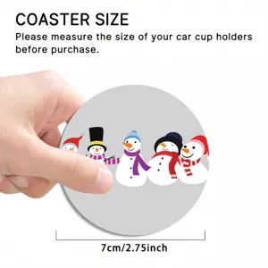 Cute Christmas snowman silicone car cup coaster, 7cm anti-slip drink holder mat for auto.