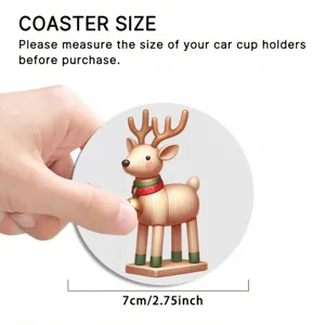 Sottobicchiere auto Natale 7cm design legno simpatico tappetino supporto tazza per auto