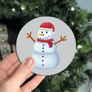 Cute Christmas snowman car coaster, anti-scald leather cup mat for auto interior decor.