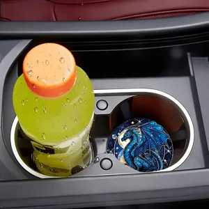 Blue dragon car coaster silicone non-slip absorbent cup mat for auto interior accessories.