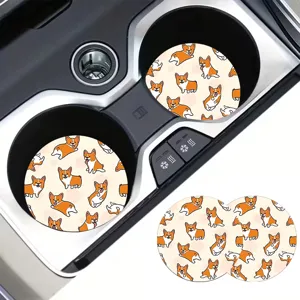 Cute corgi pattern silicone car coaster non-slip cup holder mat for auto interior