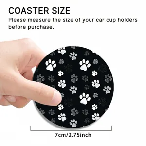 Silicone car cup coaster with cute paw print pattern, absorbent table mat detail view.