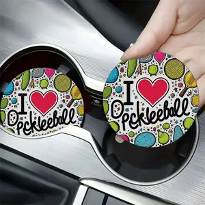 Sottobicchieri per auto in silicone rotondi antiscivolo motivo sport pickleball antipolvere