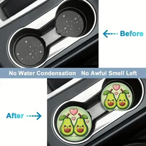 Sottobicchieri per auto avocado carini in silicone antiscivolo assorbente per bevande 2pz