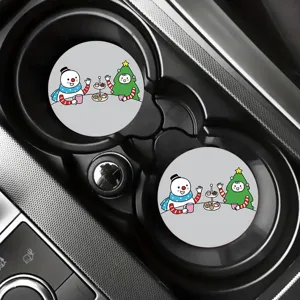 Cute cartoon car cup coaster leather automotive cup holder mat anti-scald protective pad