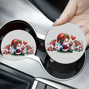 Christmas Gnome Silicone Coaster Heat Resistant Round Drink Mat For Car Cup Holder Home Coffee Shop Decor Anti Slip Coaster