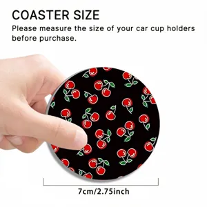 Car cup coaster anti-slip silicone cherry pattern pad 7cm diameter auto interior accessory