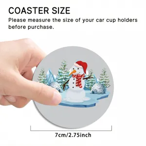 Cute Christmas snowman car coaster anti-slip cup holder mat auto interior decoration