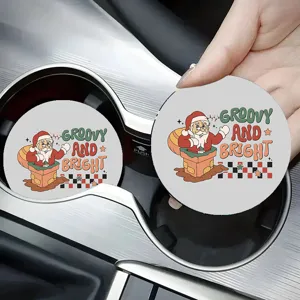 Auto Tassen Untersetzer Silikon Anti-Rutsch Matte Retro Weihnachtsmann Grafik Halterung