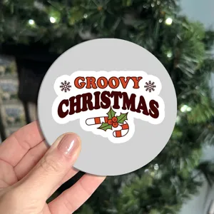 Detailed view of the Christmas themed car cup holder coaster, anti-slip auto insert mat.