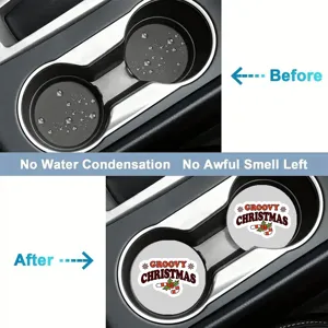 Christmas car cup coasters anti slip silicone automotive cup holder mats interior decor