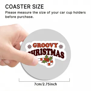 Christmas car cup coaster 7cm universal anti-slip cute holiday auto interior decor mat
