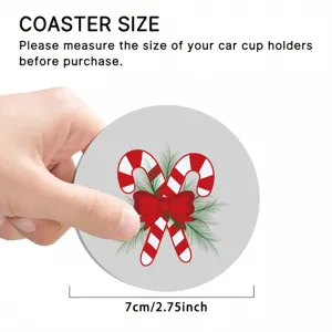 Christmas candy cane car cup coaster 7cm absorbent non-slip auto cup holder mat decor