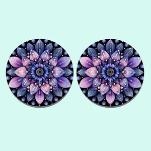 Set di sottobicchieri rotondi per auto con motivo floreale mandala per casa