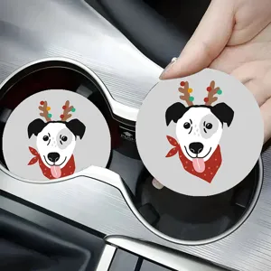 Cute Cartoon Christmas Car Coaster Silicone Non Slip Anti Scald Cup Mat Automotive Interior Decor Cup Holder Insert Mat