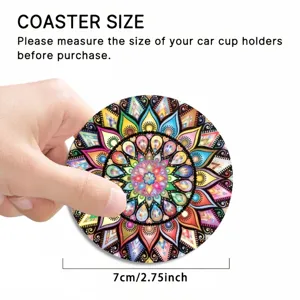 Sottobicchiere auto mandala rotondo 7cm tappetino portabicchieri antiscivolo protettivo