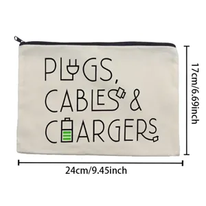 Pochette zippée en toile trousse de maquillage organiseur pour accessoires électroniques et papeterie.