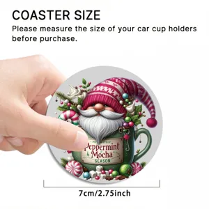 Christmas Santa Claus silicone car coaster, non-slip cup holder mat for holiday decor.