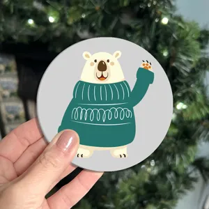 Cute cartoon polar bear leather cup coaster heat-resistant drink mat for home table decor