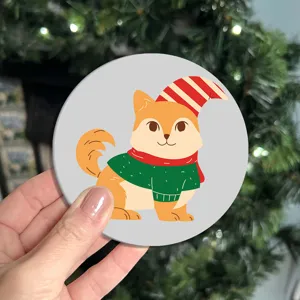 Sottobicchiere in pelle cucciolo simpatico cartone animato per tazze, tappetino Natale