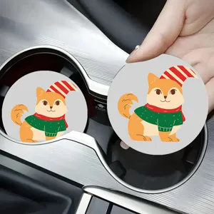 Sottobicchiere auto con cane di cartone animato carino, tappetino isolante termico, decorazione.