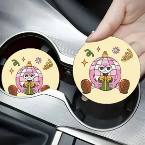 Posavasos para portavasos de coche diseño bola disco rosa bonito felpudo antideslizante