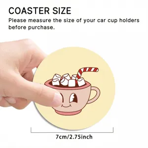 Posavasos de coche de taza de café de dibujos animados 7cm alfombrilla antideslizante