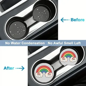 Christmas car cup holder coaster absorbent anti-slip mat cute cartoon auto interior accessory