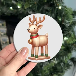 Ciondolo albero di Natale renna di legno sottobicchiere auto tappetino caffè
