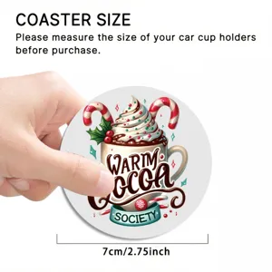 Christmas car silicone coaster round cup holder mat 7cm holiday drink coaster anti-slip pad