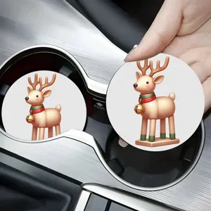 Sottobicchieri auto di Natale simpatico design renna tappetini assorbenti per veicoli