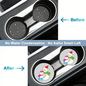 Cute cartoon PVC car cup holder coaster, waterproof anti-slip mat for auto interior.