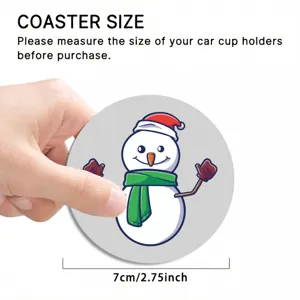 Christmas car cup coaster cute snowman round non-slip automotive drink holder mat 7cm