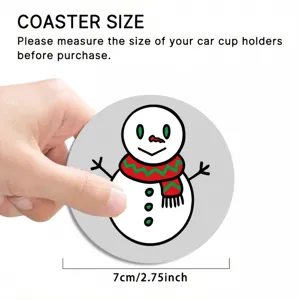 Christmas car coaster 7cm cute snowman non-slip cup holder mat for auto interior decor
