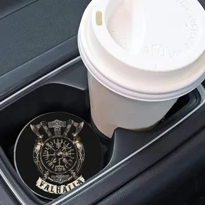 Car cup holder coaster, round non-slip silicone coffee cup mat for auto interior detail.