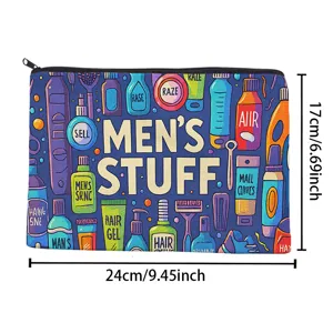 Men's canvas toiletry bag, travel cosmetic pouch with zipper, multi-purpose storage organizer.