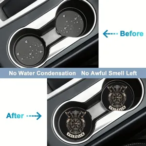 Round silicone car cup coaster with non-slip and heat insulation design for auto interior details.